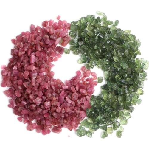 10g/pack Natural Red Tourmaline Quartz Green Crystal Gravels Bulk Rough Original Crystals Specimen Minerals Healing Decoration