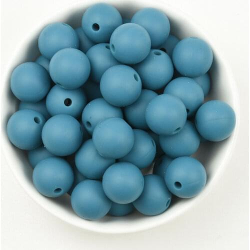 Teeny Teeth 10 PCS Biscay Bay Round 12-15 MM Loose Silicone Beads,Teal Blue Ball Beads Making DIY Silicone Teething Necklace
