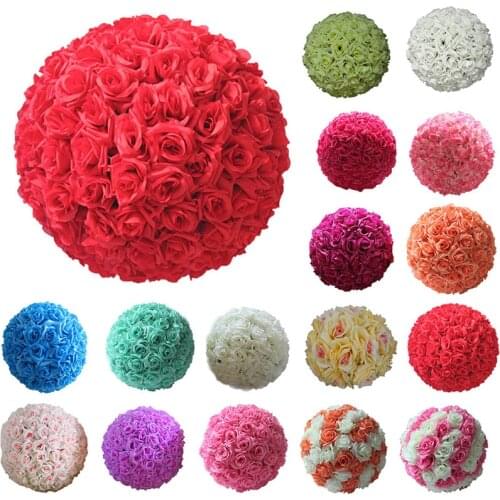 10 pcs lot Elegant Wedding Decorative Kissing Balls 25cm Artificial Silk Rose Flower Ball for Festival Celebration Decorations