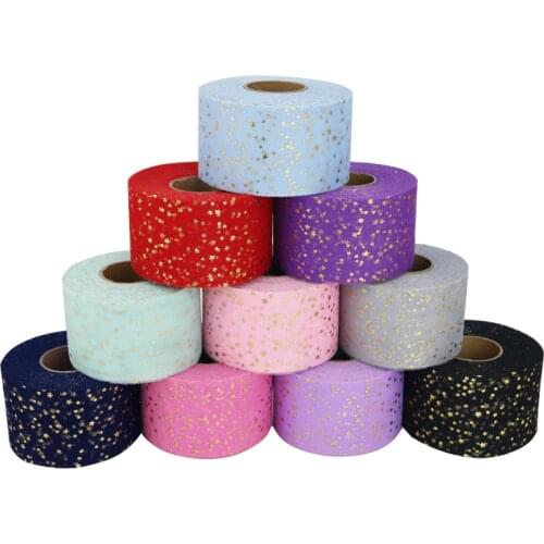 10 yards/roll) 6cm Ribbon DIY Star Yarn Hot Gold Mesh Jacquard Material Small Star Lace Gift Wrapping Ribbon