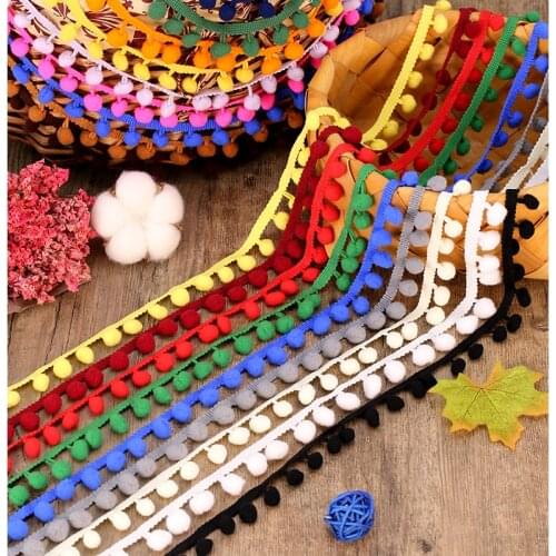 2-10 Yards Pom Pom Trim Ball 12 mm MINI Pearl Pompom Fringe Ribbon Sewing Lace Kintted Fabric Handmade DIY Craft Accessories