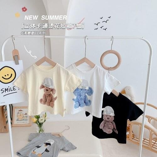 2021 Boys Girls Summer Clothing Cute Animal Cotton T-shirts Fashion Casual Baby Kids Tees Comfortable Tops Children Clothes