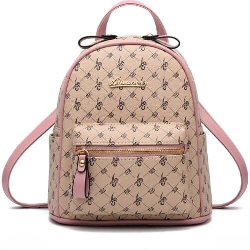 2021 Lovely Backpack Women Printing Leather Bags Designer Backpacks Female Double Shoulder Bag Girl Travel Bags Rucksack sac