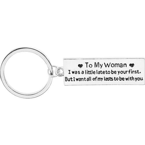 36PC To My Woman Keyrings Long Square Pendant Keychains Lovers Couples Gifts Girlfriend Wife Bag Car Wallet Key Ring Jewelry Hot