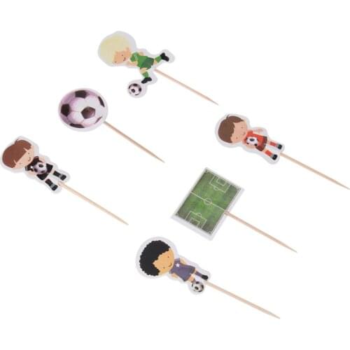 48PCS Sport Football Boy Theme Sport Cake Toppers Sport Boys Party Cupcake Toppers Picks For Kids Birthday Family Party Cake Dec