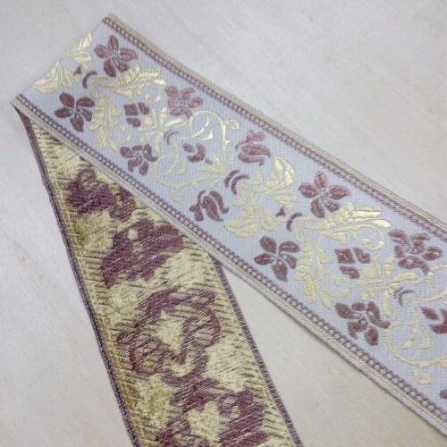 6cm 62mm 2-1/2' Floral Ethnic Brown Beige White Delicate Classical Curtain Laciness National Jacquard Embroidery Woven Ribbon