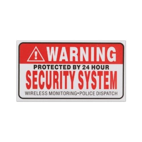 9*5cm Warning Protected By 24 Hour Security System Stickers Saftey Alarm Signs Decal Warning Mark Business Car Styling 5Pcs