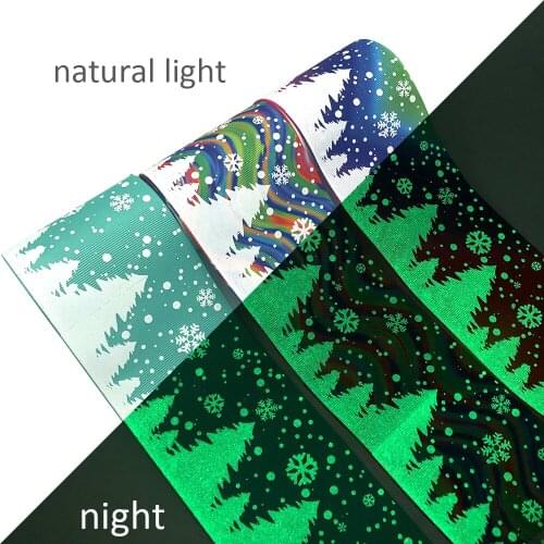 David accessories 50yards/roll 3" 75mm Christmas Glow In Dark Grosgrain Ribbon DIY Crafts Home Decoration Gift Wrapping,50Yc8311