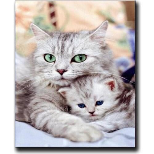 Diamond Embroidery Cat That Coaxed The Kitten To Sleep Diy Diamond Painting Cross Stitch Full Square Diamond Mosaic Decoratives