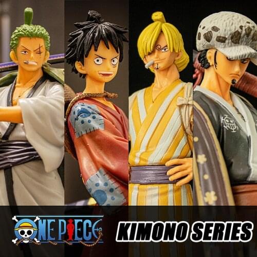 One Piece Anime Figure DXF Kimono Zoro/Luffy/Law Decoration One Piece PVC Action Figure Wafuku Boxed Collectible Model Toys
