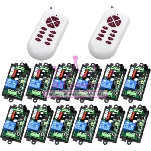 RF wireless remote control light switch 220v Power Switch System 12 Receiver& 2 Transmitter 12CH 10A Light Lamp LED SMD ON OFF