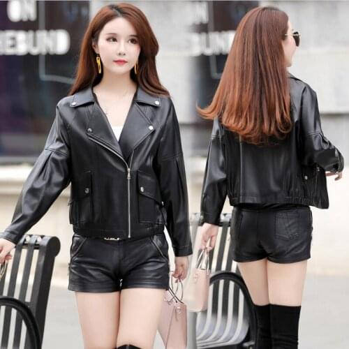 Black Leather Jacket Women Coats New 2021 Spring Women Leather Clothing Short Slim Motorcycle Leather Coat Female Jackets