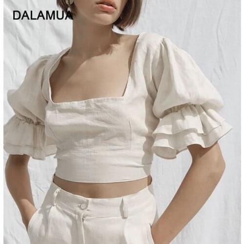 Бежевые блузки DALAMUA China At AliExpress