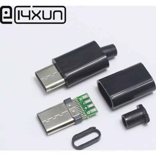 EClyxun 100Set DIY USB 3.1 type C Male Plug Welding Type Double-sided plug Type C Data and Charging Welded Wire Connector 4 in 1