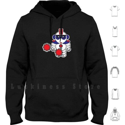 Warbot-Blue Unit Hoodie Long Sleeve Colours Cute Mechanical Robot Shape Style War Warbot Weapon
