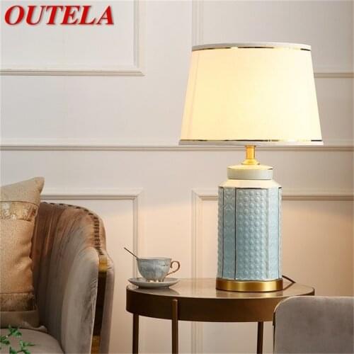 OUTELA Brass Table Lamps Ceramic Desk Light For Home Living Room Dining Room Bedroom Office Hotel