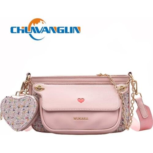 Chuwanglin Small PU Leather Crossbody Bags For Women Three In One Trend Bag Chain Shoulder Handbags Female Travel Bag 5041327