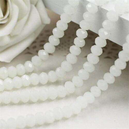 MHS.SUN 2mm-8mm Opal White Color Rondelle Glass Crystal Beads Faceted Loose Spacer Beads For Jewelry Making Garment Decoration