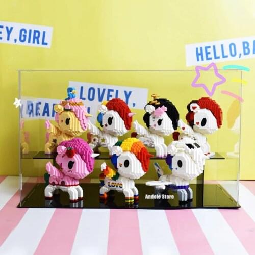 Cute Unicorn Micro Building Blocks Cartoon Pegasus Model Anime Pony Bricks Unicorn Toys For Kid Birthday Gift Home Decoration