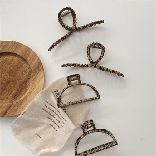 Fashion Wood Grain Alloy Hairpin Lady Leopard Cross Hair Claw
