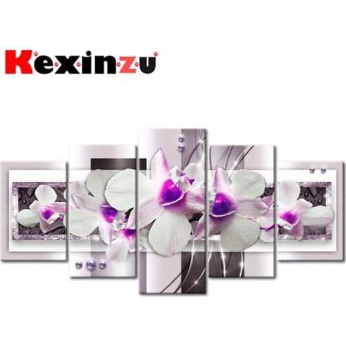 5pcs Full Square/Round Drill 5D DIY Diamond Painting Cross Stitch"Flower Home" Multi-picture Combination Embroidery Decor Home z