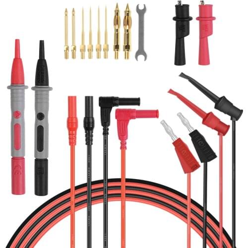 Multimeter Test Leads Kit,Digital Multimeter Test Kit Set of 15 With Crocodile Alligator Clips Lead Probe,Lead Extensions