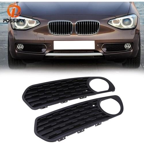 POSSBAY Front Bumper Fog Light Lamp Trim Covers Grilles Grill for BMW 1-Series F20/F21 3 door & 5 door 2011-2015 Pre-facelift