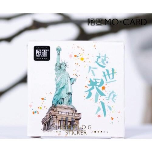 Travel Around The World Watercolor Hand-Painted Building Decorative Stickers set Adhesive Stickers DIY Decoration Diary Stickers