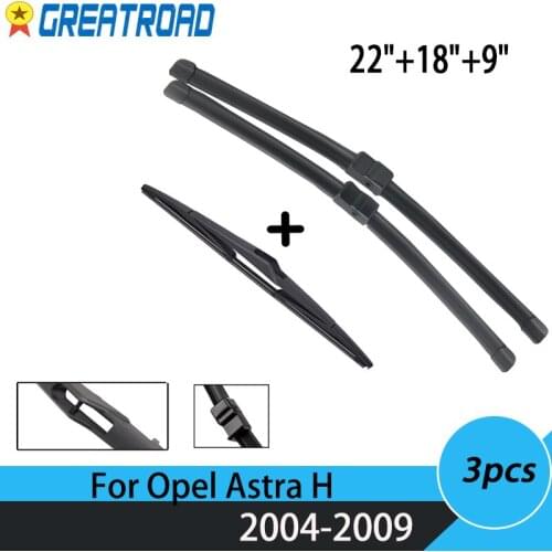 Wiper LHD RHD Front Rear Wiper Blades Set For Opel Astra H GTC 3 door Hatchback 2004-2009 Windshield Windscreen 22"18"9"