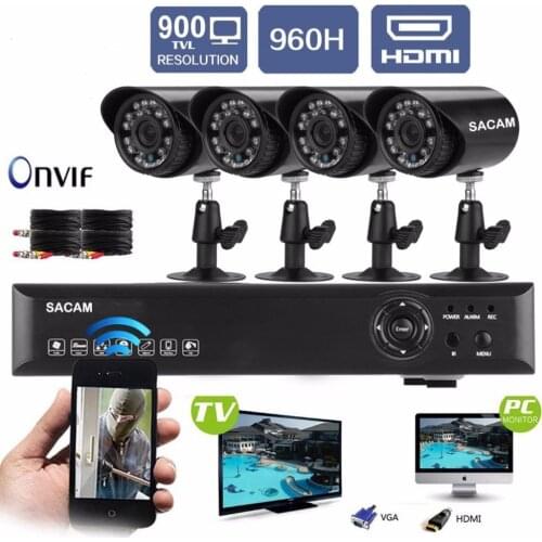 Security Camera System Surveillance Outdoor IP Camera WiFi Wireless Alarm Systems Security Home 4 AHD Cameras Kit CCTV 960P DVR
