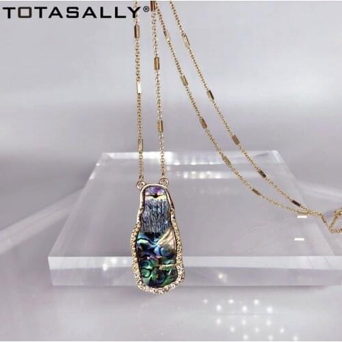 TOTASALLY 2020 Women Long Pendant Necklace Classic Green Shell Irregular Pendant False Collars Sweater Chain Necklace Female