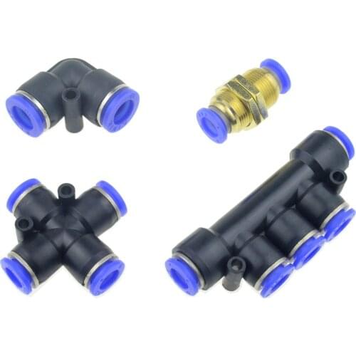 Air Pneumatic Connector Elbow Cross 2 4 5 Way Bulkhead Push In Pipe Fitting 6mm 8mm 10mm 12mm Air Water Hose Tube Quick Coupling