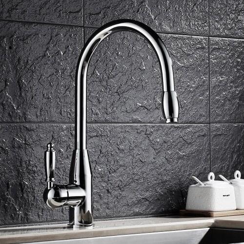 Pull Out Swivel Spray Single Handle Brass Chrome Pull Down High Vessel Sink Mixer Taps Hot Cold Water LH-6073LKitchen Faucets
