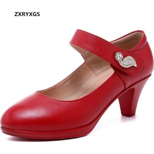 Promotion 2021 New Spring Exquisite Rhinestone Decoration Genuine Leather Shoes Elegance Fashion Shoes Women High Heel Shoes