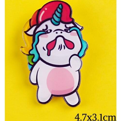 Wronged Unicorn Icon Badge Acrylic Pin My Little Poni Horse Brooch Cool Cartoon Pin For Decoration On Backpack Clothes Scarf