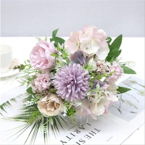 1Set Nordic Silk Artificial Fake Flower Bridal Bouquet Wedding Decoration Home Decoration DIY Accessories Fake Flowers Craft