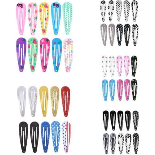 10Pcs/Set Girls Cute Printing Hair Clips for Kids Solid Metal Hairpins Girls Hair accessories Hairclips