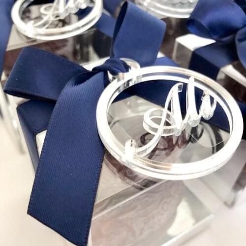 12pcs Personalized Laser Cut Baby Name Round Decoration For Baptism Christening Circle Tags Bags Favor (no box, no ribbon)