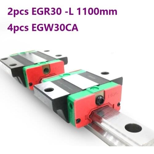 2pcs origial Hiwin rail EGR30 -L 1100mm linear guide + 4pcs EGW30CA flanged carriage blocks for CNC router