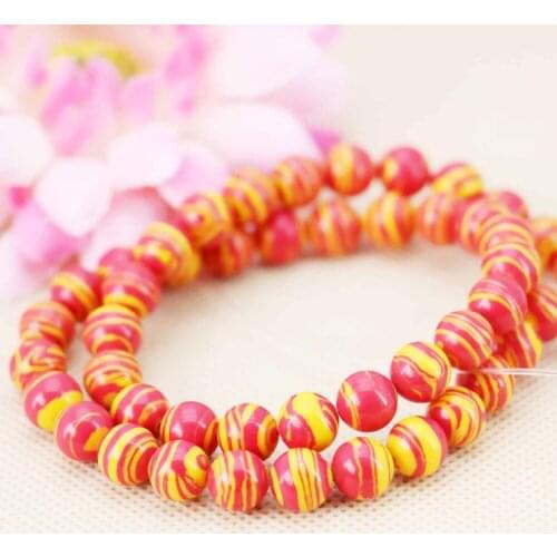8mm Accessories Red&Yellow Turkey Stone DIY beads Jewelry crafts making design 15inch stone For Bracelets Hand Made Ornaments