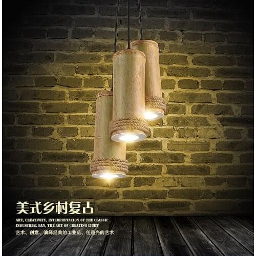 American country retro bamboo shoot the lamp to the sitting room restaurant cafe creative bamboo hemp rope bar table lamps