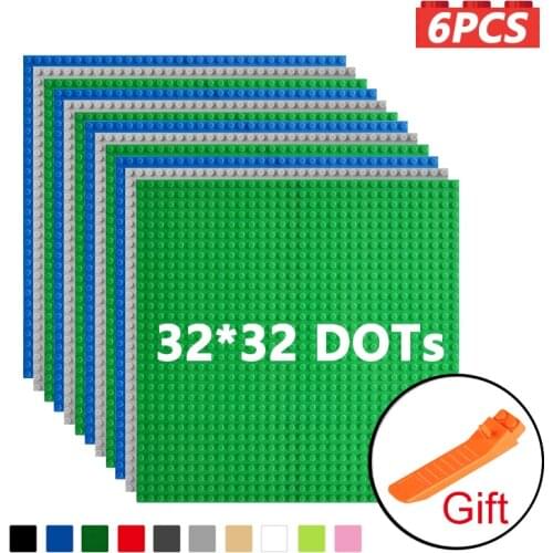 6PCS Kit Base Plate 32*32 Studs Classic Building Blocks Plates Bricks Baseplates 10X10inch 25X25cm Gift for Kids