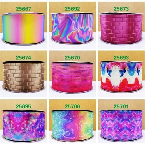 Free shipping 10 yards cartoon printed satin polyester ribbon 50mm 25667