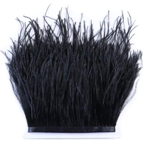 32 Colors Natural Ostrich Feather Fringe Trim Height 8Cm-22Cm Black Feathers Ribbon For Diy Wedding Party Dress Decoration Craft