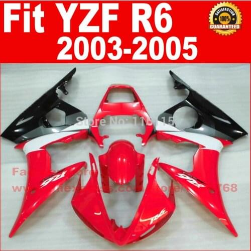 Body parts for YAMAHA R6 fairing kits 2003 2004 2005 red white black YZF R6 fairing kit 03 04 05 B65