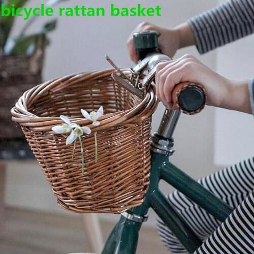 Kids Front Handlebar bicycle rattan basket Handwoven fashion Vintage Bike Scooter Basket For Boys And Girls