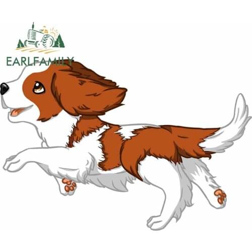 EARLFAMILY 13cm x 9cm For Charles Spaniel Car Stickers Personality Creative Decal Vinyl Material Waterproof Scratch-Proof Decor