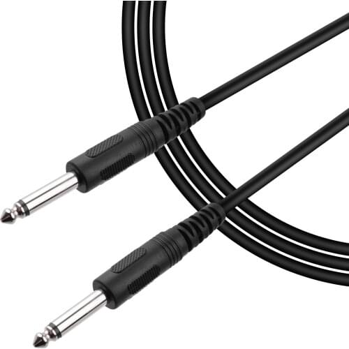 Guitar Cable Black Audio Cable for Electric Guitar Bass Keyboard 1/4 Inch to 1/4 Inch TS Straight Plugs, 1M/3.3ft
