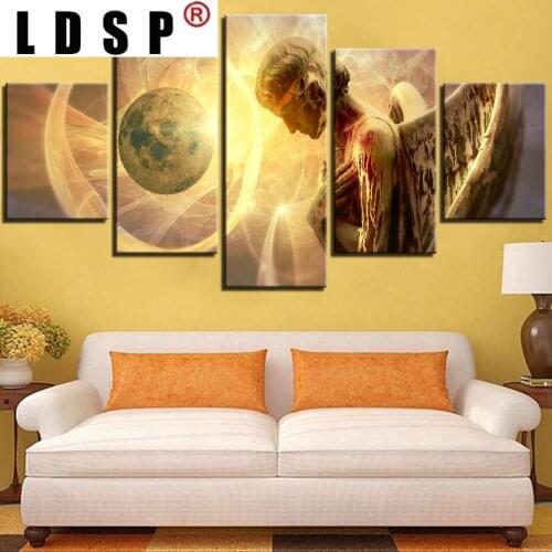 LDSP Canvas Modern Picture 5 Pieces Ancient Painting Wall Art Prints Poster Angel Modular Frame Planet Living Room Home Decor
