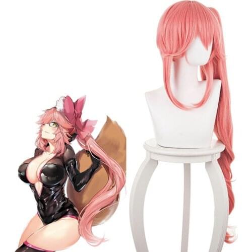 Game Fate Grand Order Cosplay Wigs Tamamo No Mae Cosplay Single horsetail Wig Synthetic Wig Hair Halloween Carnival Party
